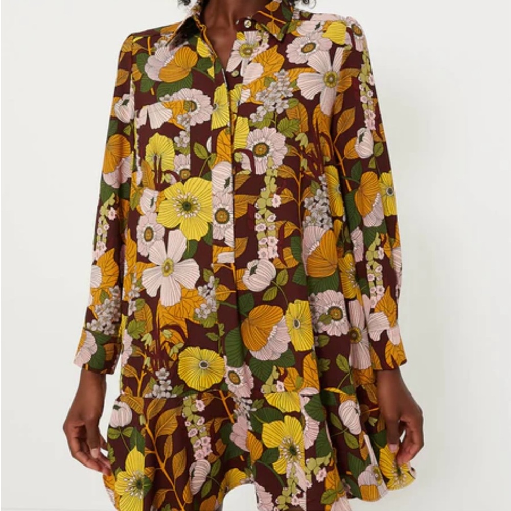 Tuckernuck Brown Retro Floral  Print Women's Dress